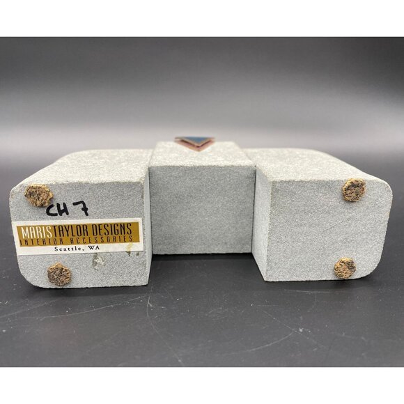 Modern Candleholder Vintage Maris Taylor Designs Stone Enamel Copper 1980s - Picture 7 of 11